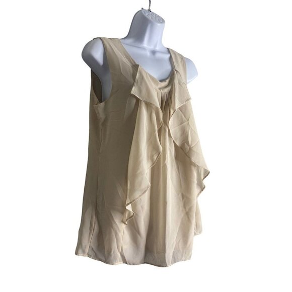 Gap Womens Top Beige Ruffle Blouse Sleeveless Shirt Sleeveless Size Medium - Picture 3 of 10